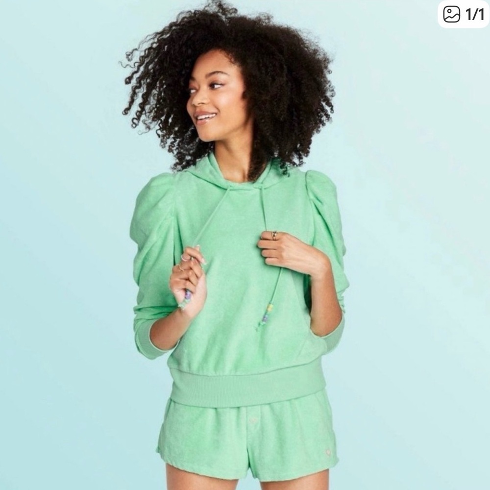 Stoney Clover Lane x Target 2pc green Terry Hoodie & Shorts  Size XS